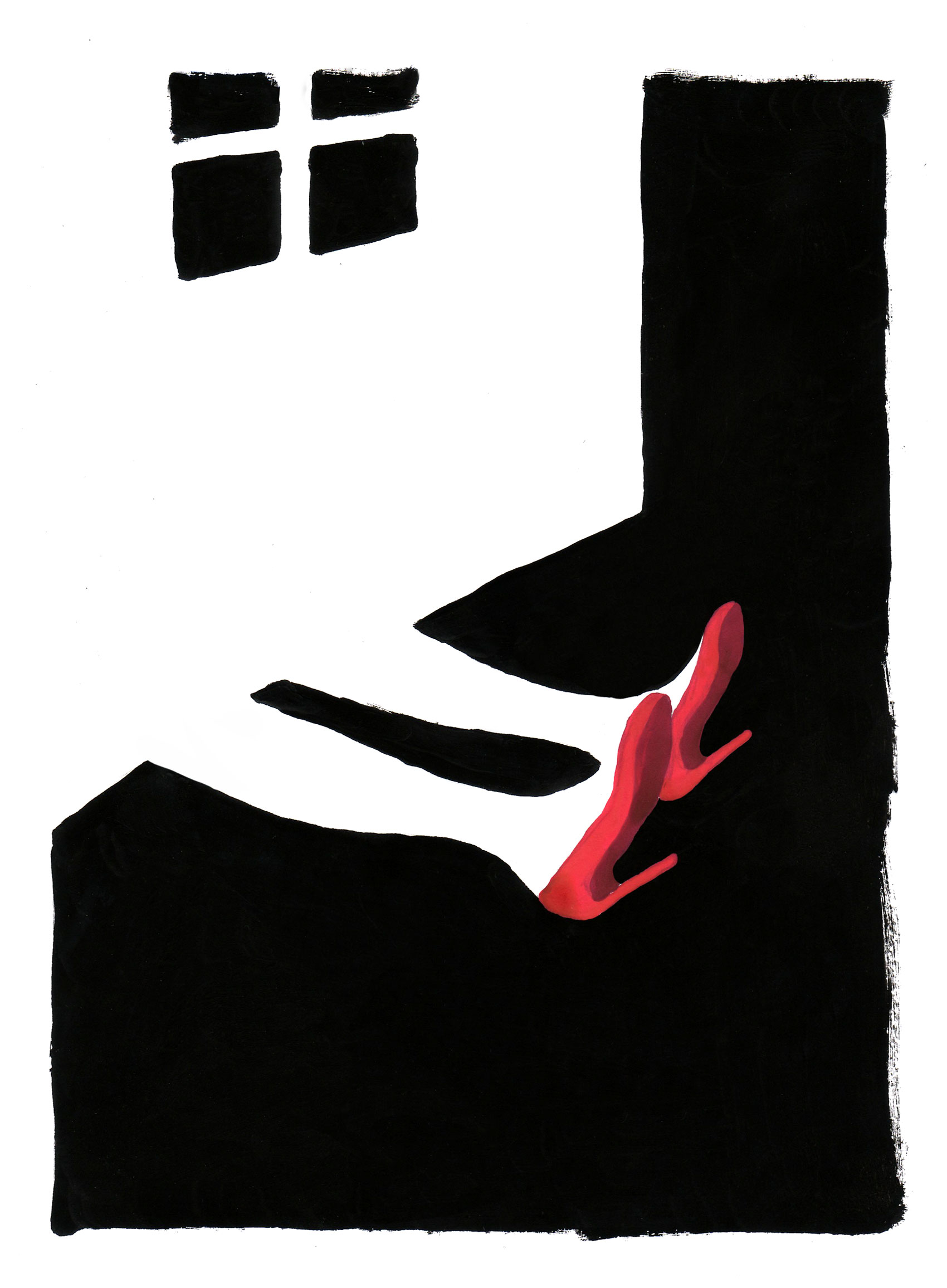 Illustration Sorcière d'Oz écrasée par la maison chaussures qui dépassent