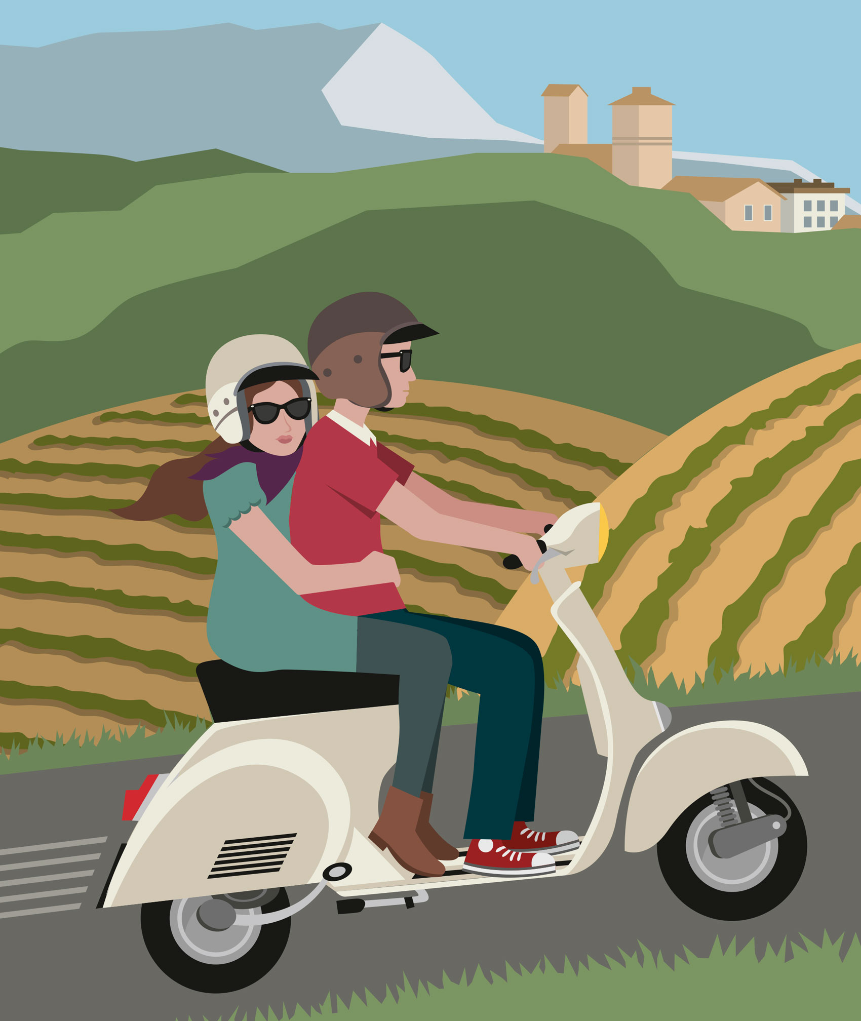 Illustration affiche Balade en Vespa détail