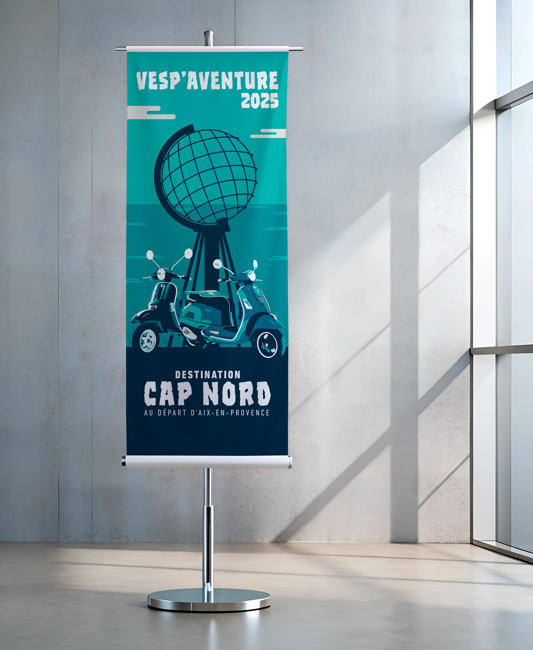 Illustration affiche Vespaventure destination Cap Nord